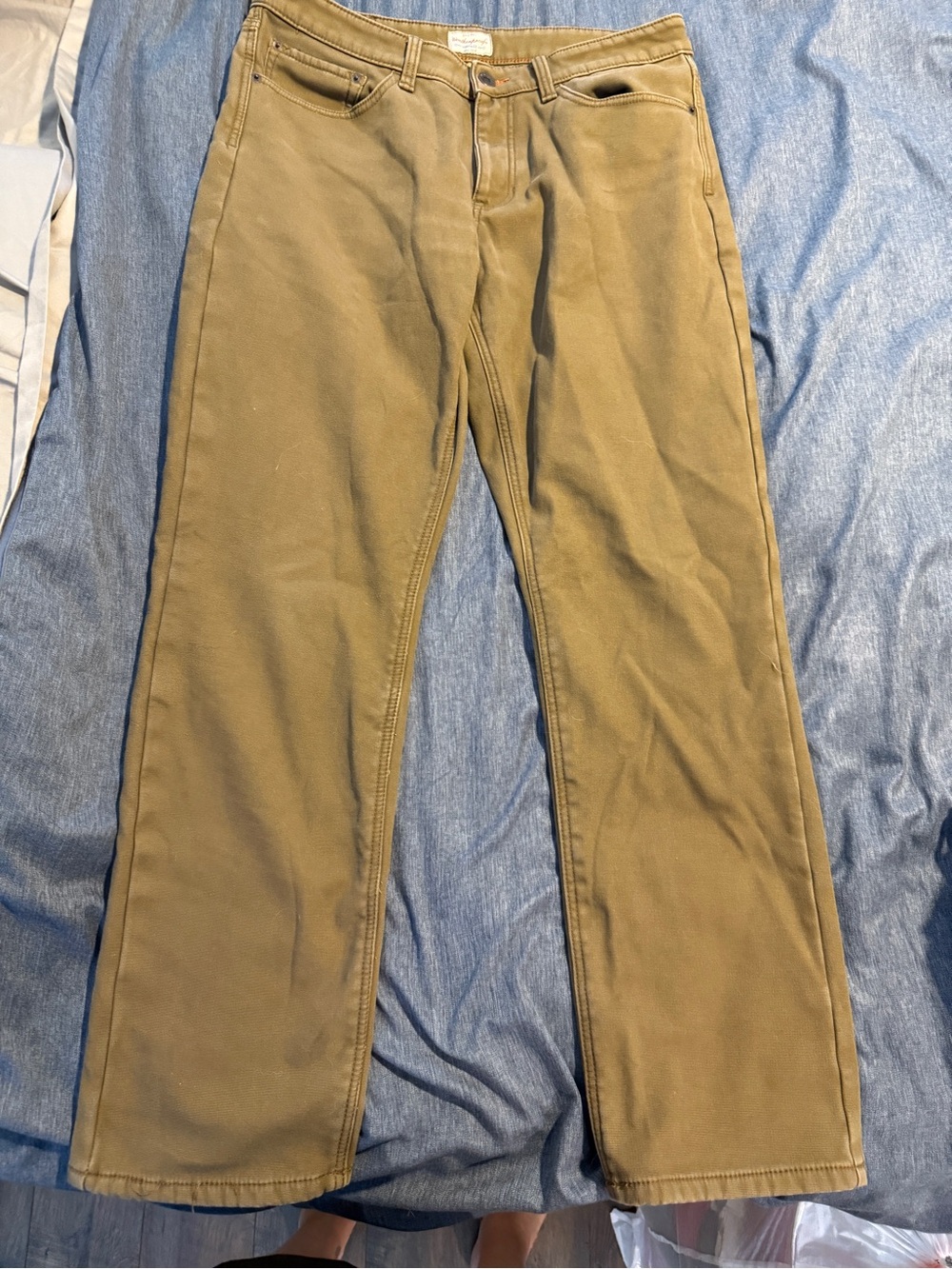 Carhartt Tan Workwear Pants with Orange Topstitching